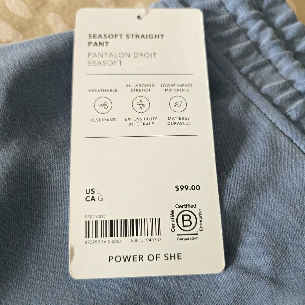 Athleta Seasoft Mid Rise Straight Crop Pant Size:Lg Light Blue Soft Beach Lounge - Picture 8 of 12